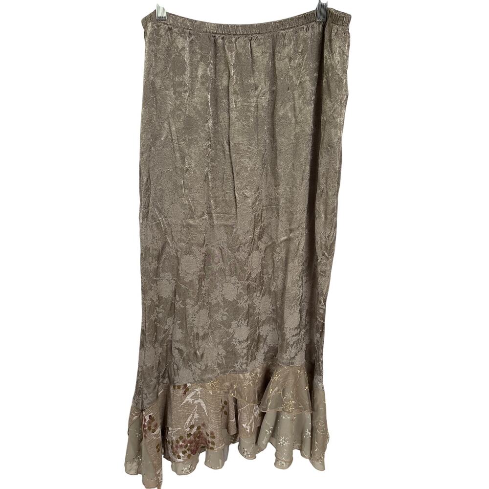 Vintage Whimsygoth Neutral Patchwork Midi Skirt E… - image 1